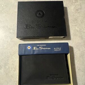 Ben Sherman Mens Leather Bi-Fold Bifold Wallet Black NOS